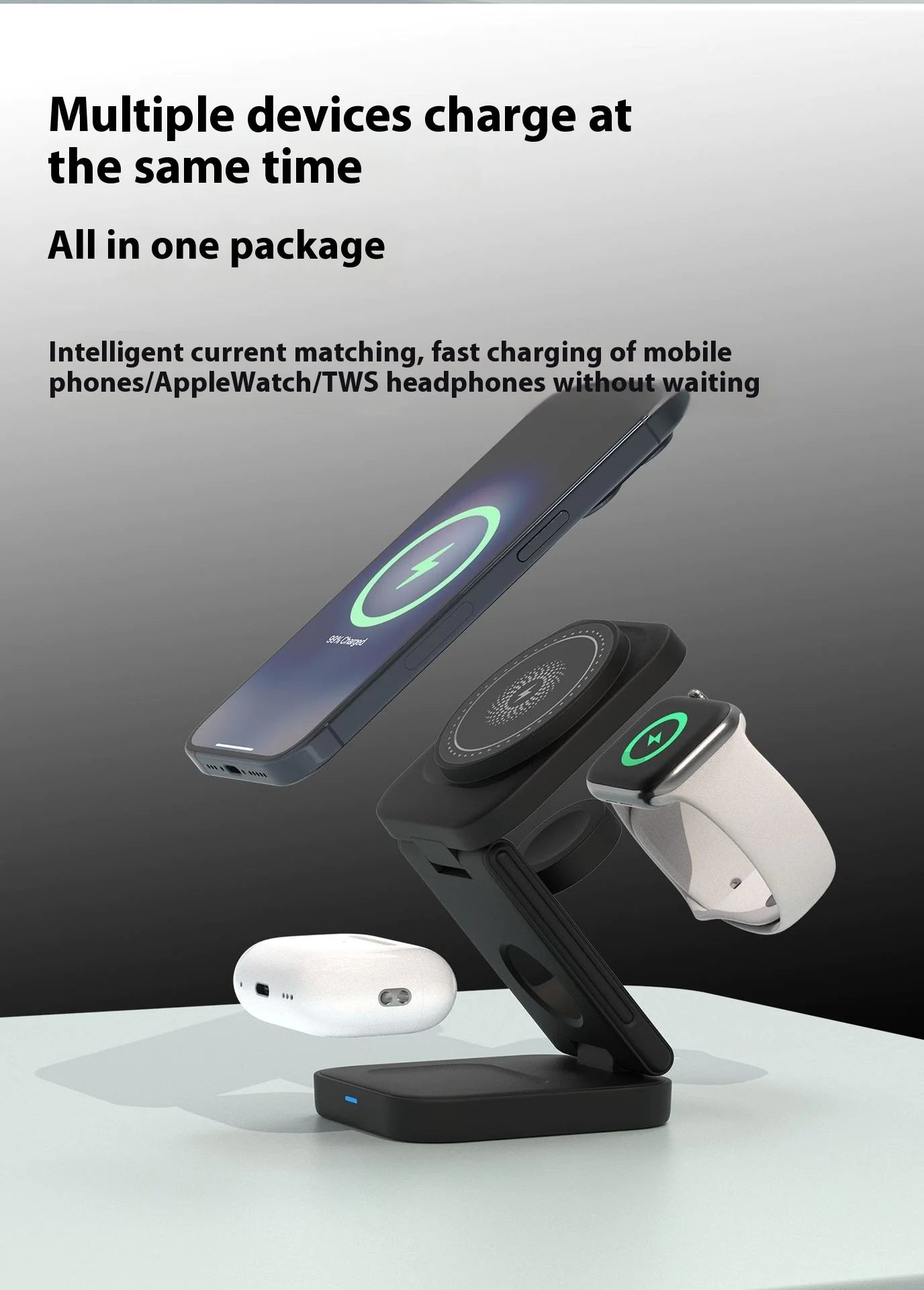 30W MAGNETIC FOLDABLE 3-IN-1 WIRELESS CHARGER - TRAVEL READY