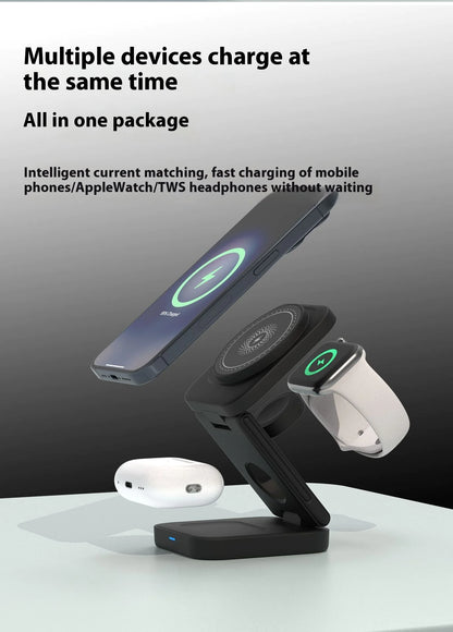 30W MAGNETIC FOLDABLE 3-IN-1 WIRELESS CHARGER - TRAVEL READY
