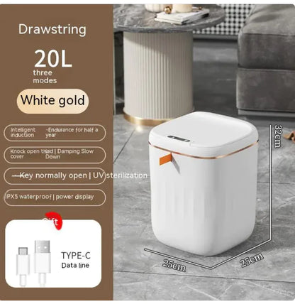 Smart Trash Can With Lid For Bedroom And Living Room Kitchen