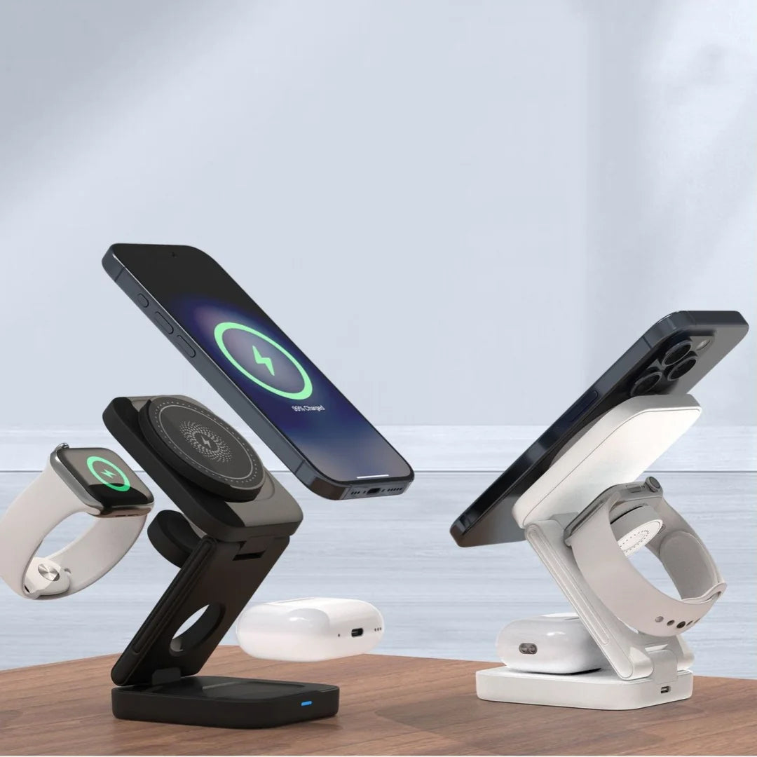 30W MAGNETIC FOLDABLE 3-IN-1 WIRELESS CHARGER - TRAVEL READY