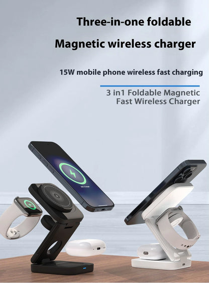 30W MAGNETIC FOLDABLE 3-IN-1 WIRELESS CHARGER - TRAVEL READY
