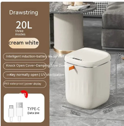 Smart Trash Can With Lid For Bedroom And Living Room Kitchen