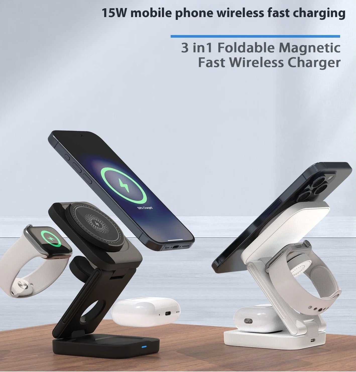 30W MAGNETIC FOLDABLE 3-IN-1 WIRELESS CHARGER - TRAVEL READY