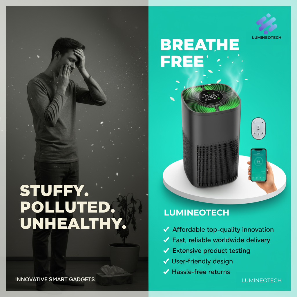 BHTNYOO Smart Air Purifier with H13 HEPA Filter and Sleep Music