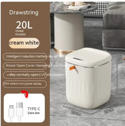 Smart Trash Can With Lid For Bedroom And Living Room Kitchen